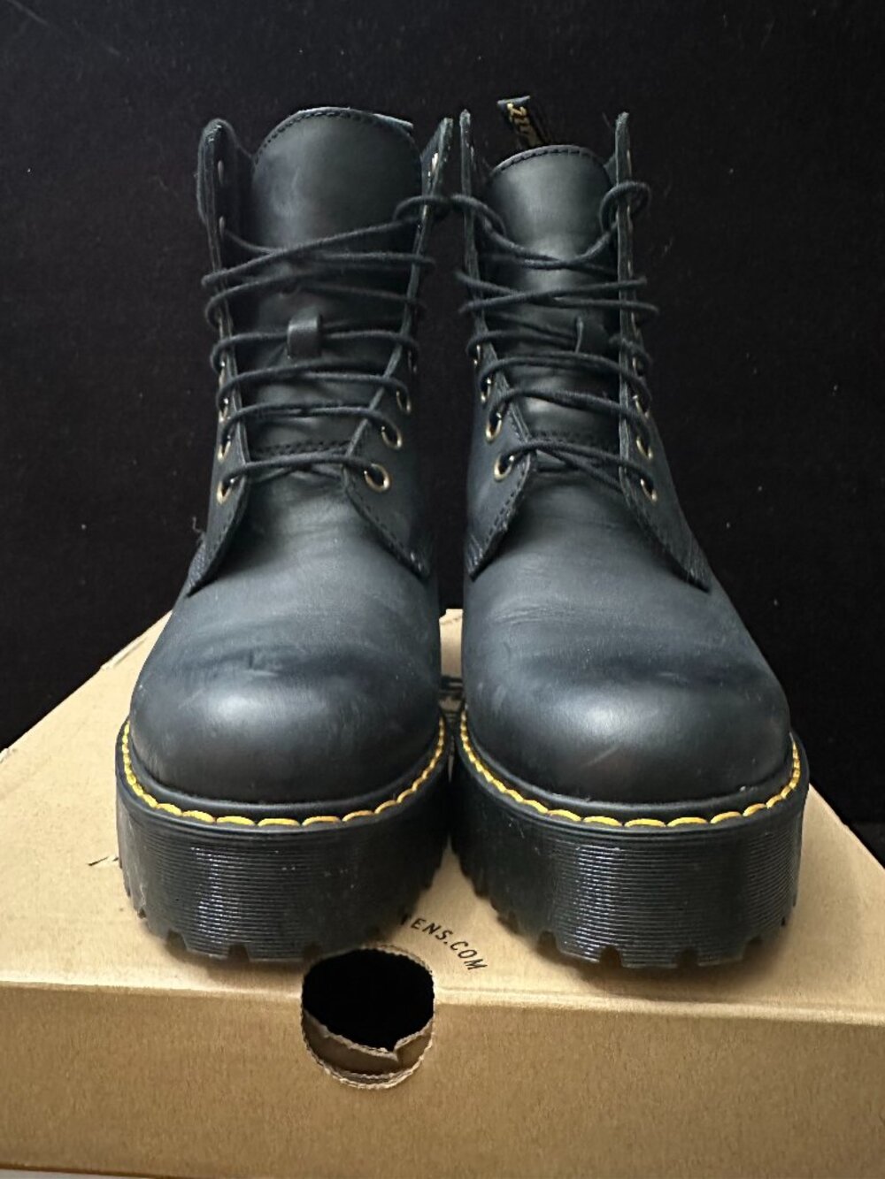 Doc Martens Shriver Hi Chunky Heeled Platform Boots Black Women's 8 with box